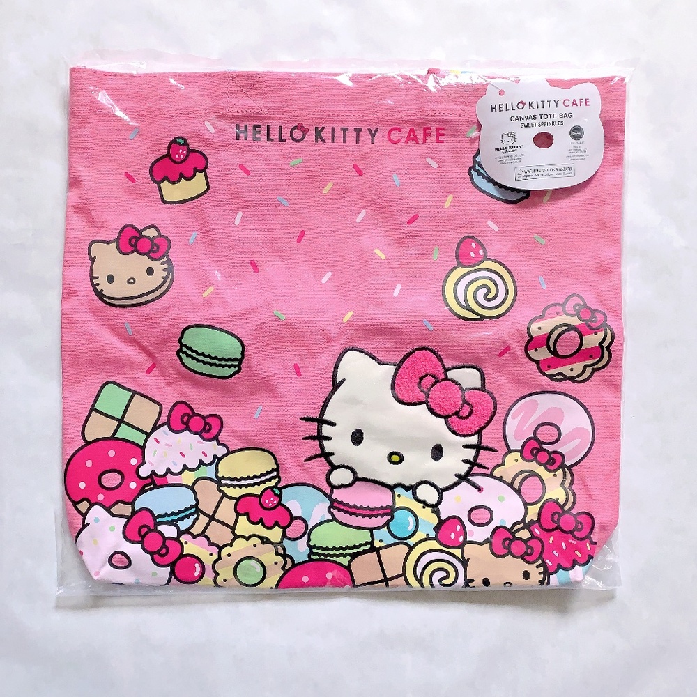 Hello kitty cafe truck rainbow tote bag